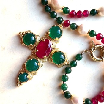 SAUTOIR DIVINE GREEN PINK