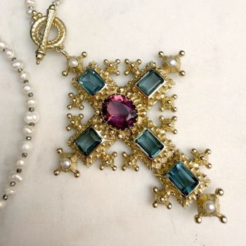 COLLIER ROYAL CRISTAL RUBI & LONDON BLUE